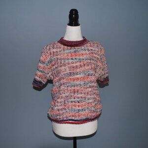 Blue White and Red Knit Crewneck Top